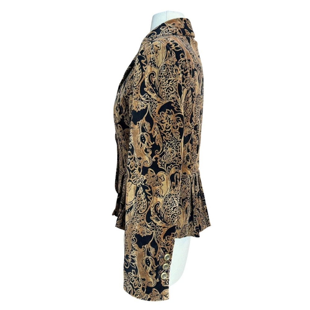 Vintage Y2k Goth Gold and Black Velour Pemlum Blazer size 8 Decorative Buttons - Picture 5 of 12